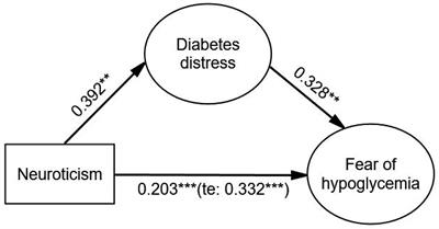 The Mediating Effects of Diabetes Distress, Anxiety, and Cognitive Fusion on the Association Between Neuroticism and Fear of Hypoglycemia in Patients With Type 2 Diabetes